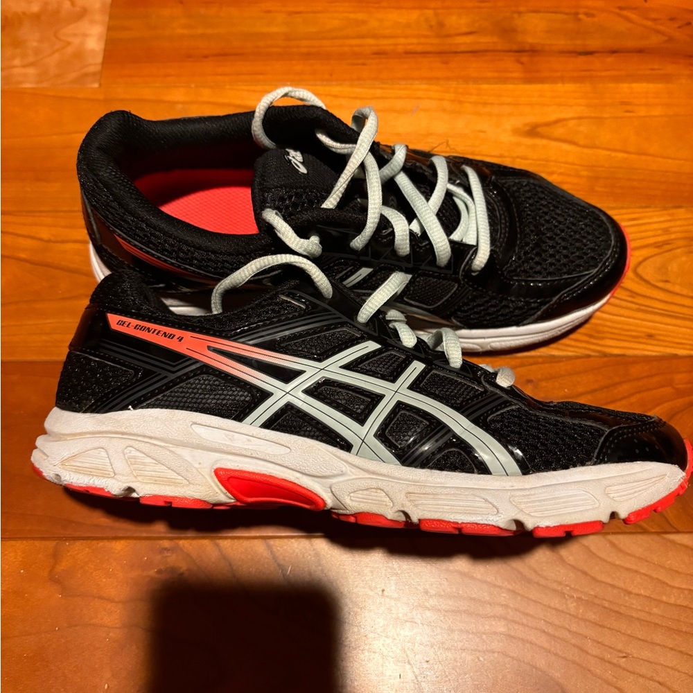 ASICS Womens Gel-Contend 4 Running Shoe Black/Pink/Glossy Size 5.5/6 (Euro 36)